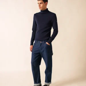 Pull col roulé Bretagne - en laine (MARINE)