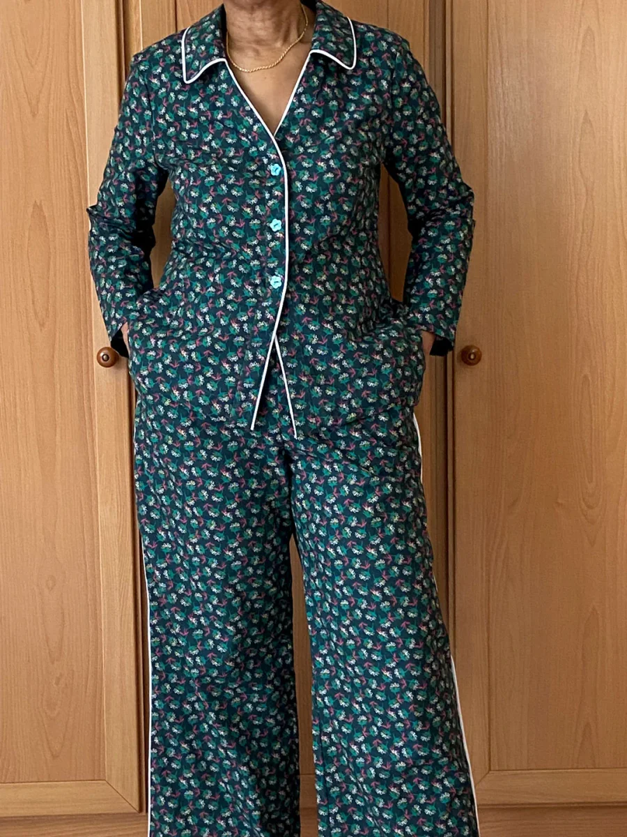 Tissu coton Ombilo cyprès/émeraude, imprimé floral, tissu Domotex, 50cm – Image 4