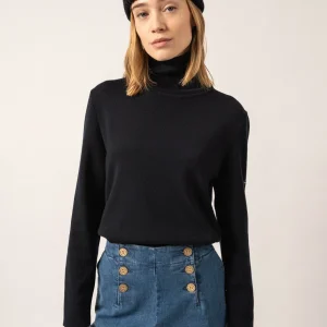 Pull col roulé Houat - en laine (NAVY)