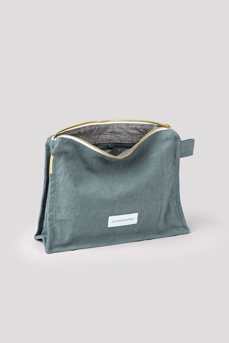 Trousse de toilette bleu horizon en épaisse toile de coton bio – Image 3