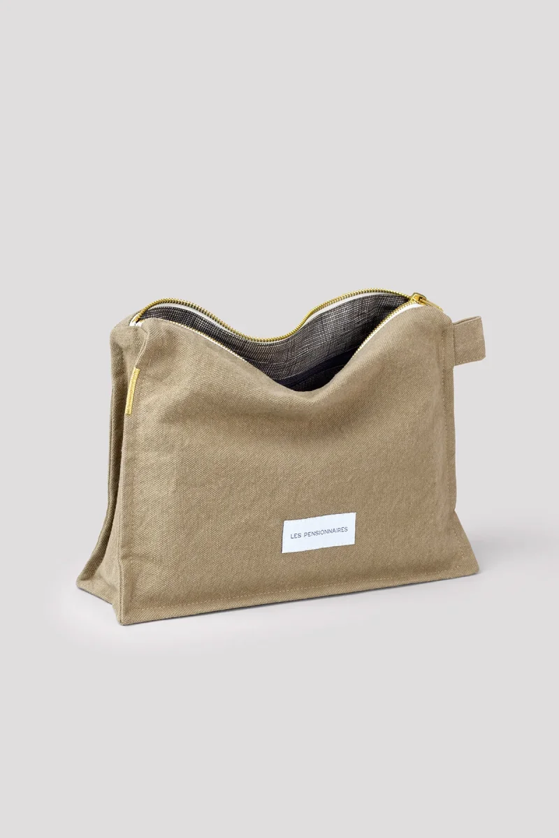 Trousse de toilette vert tilleul en épaisse toile de coton bio – Image 3