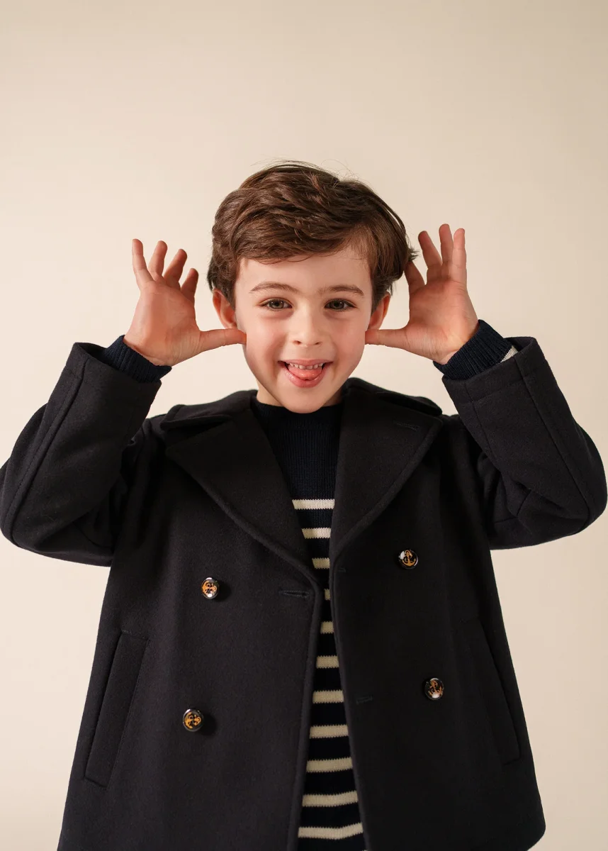 Caban enfant St Suliac - en drap de laine (NAVY)