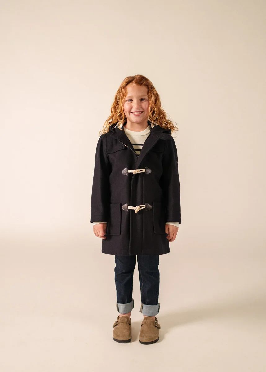Duffle-coat enfant St Malo - en drap de laine (NAVY)