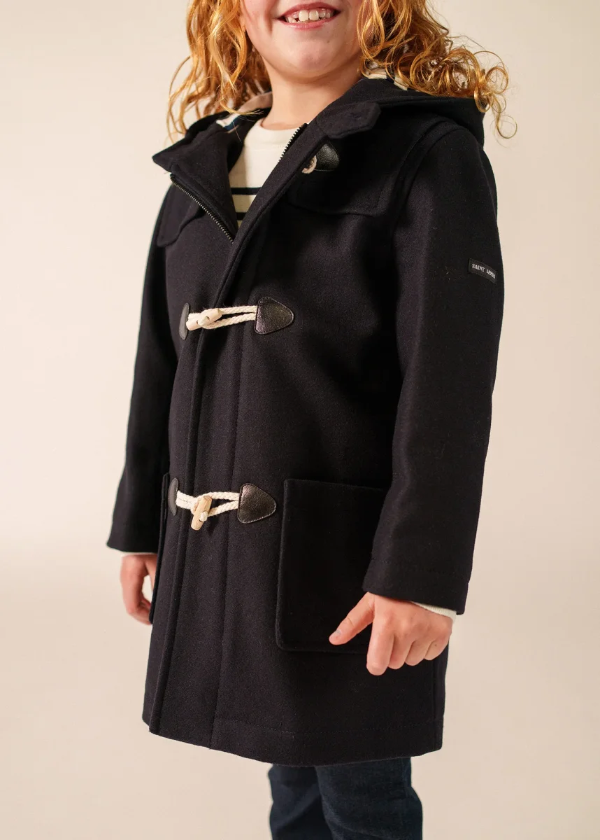 Duffle-coat enfant St Malo - en drap de laine (NAVY) – Image 4