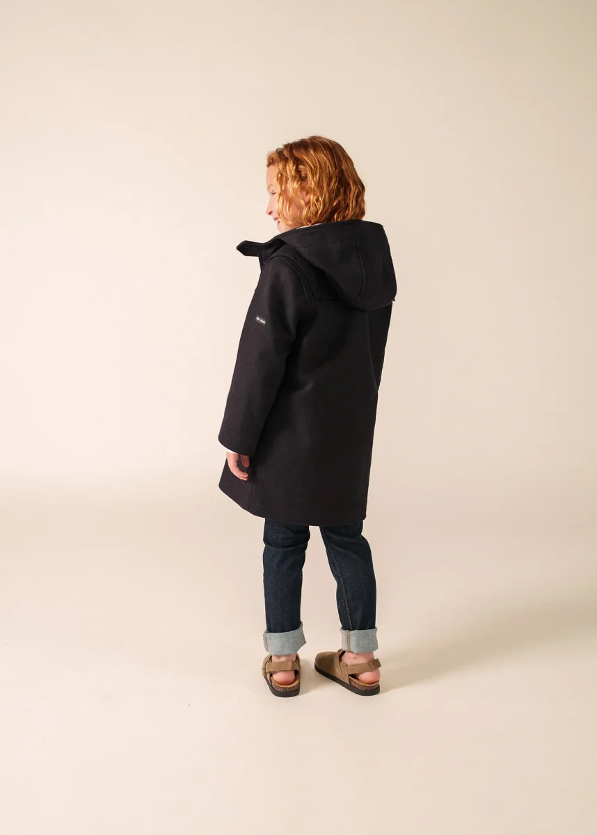 Duffle-coat enfant St Malo - en drap de laine (NAVY) – Image 3