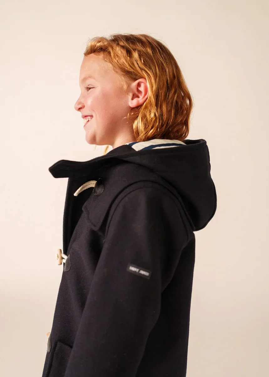 Duffle-coat enfant St Malo - en drap de laine (NAVY) – Image 5