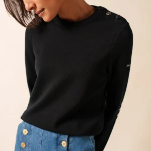 Pull marin uni Brégançon - en laine (NOIR)