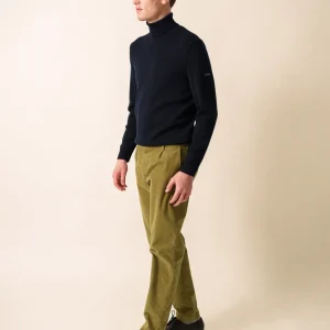 Pull col roulé Houat - coupe confort, en laine (NAVY)