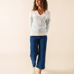 Pull Bréhat coton (BLANC/NUANCE)