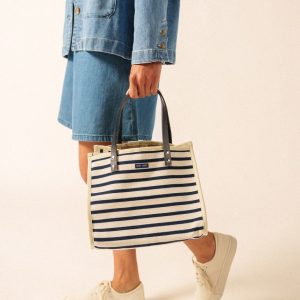 Sac carré rayé (ECRU/MARINE/MARINE)