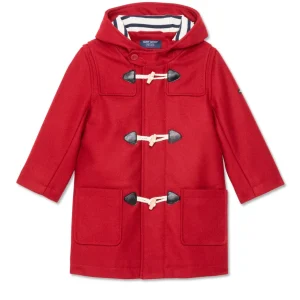 Duffle-coat enfant St Malo - en drap de laine (ROUGE)
