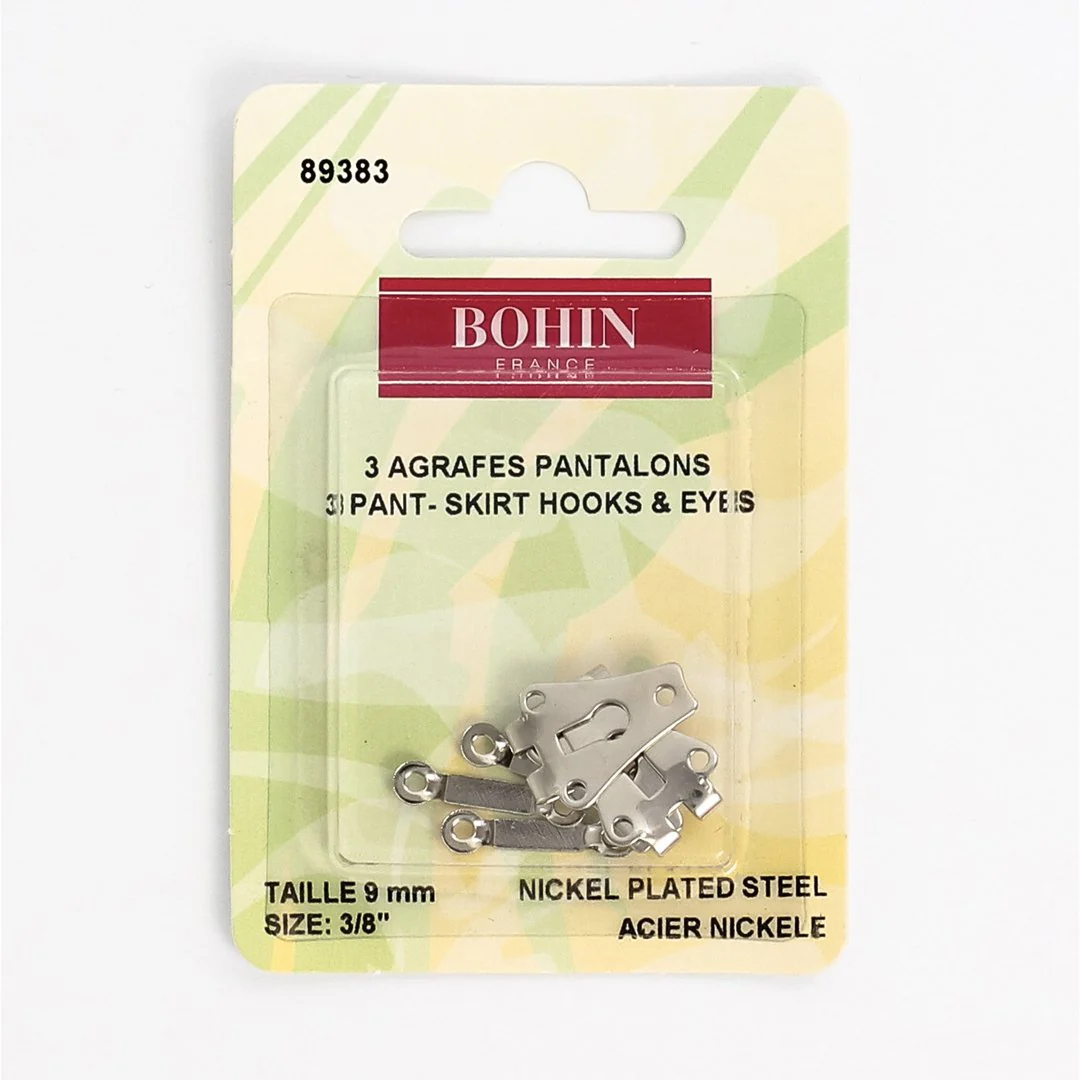 Agrafes pantalon Bohin 9mm, Noir et argent – Image 3