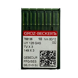 Aiguilles pour machine industrielle Groz-Beckert UY128 GAS, TV3, 149x3, FFG/SES, NM 80 Gebedur