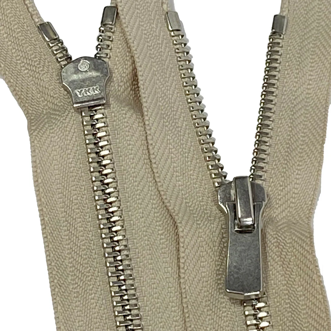 Fermeture à glissière YKK métal non séparable beige, ZIP 5 Excella nickelé fixe – Image 2