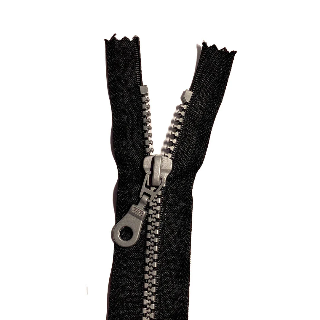 Fermeture éclair non séparable moulée noir maille argentée Z55 – Image 4