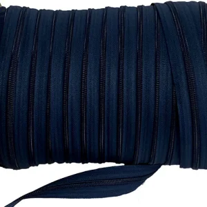 Zip Fermeture éclair au mètre YKK, marine, maille nylon/spirale 6mm +2 curseurs