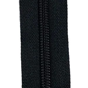 Zip Fermeture éclair au mètre YKK, noir, maille nylon 6mm +2 curseurs