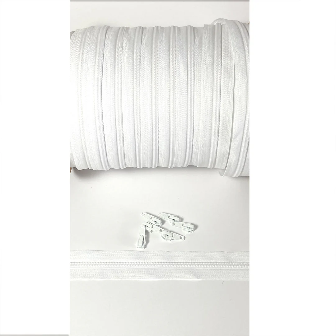 Zip Fermeture éclair au mètre YKK, blanc, maille nylon 6mm +2 curseurs – Image 3