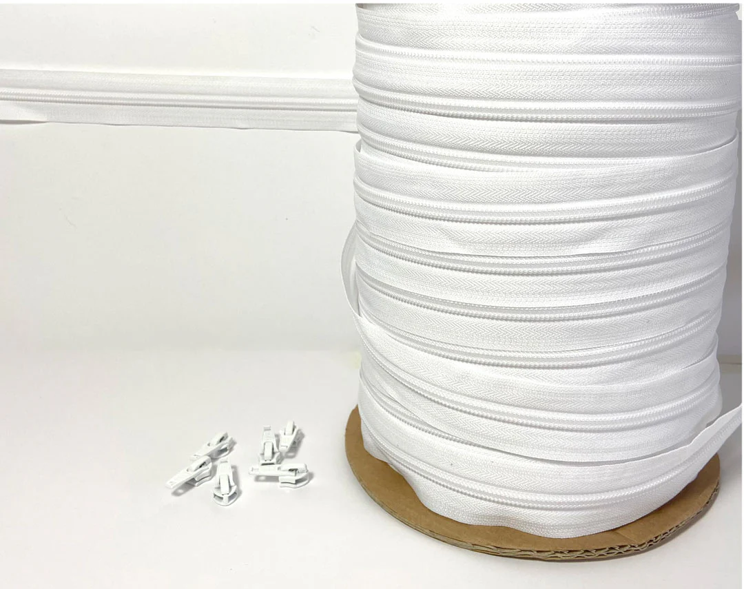 Zip Fermeture éclair au mètre YKK, blanc, maille nylon 6mm +2 curseurs – Image 4