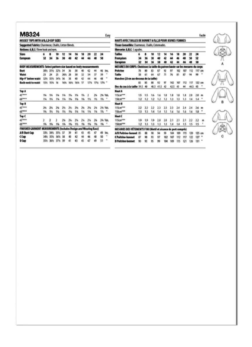 Patron couture hauts pour femme McCall's 8324 – Image 8