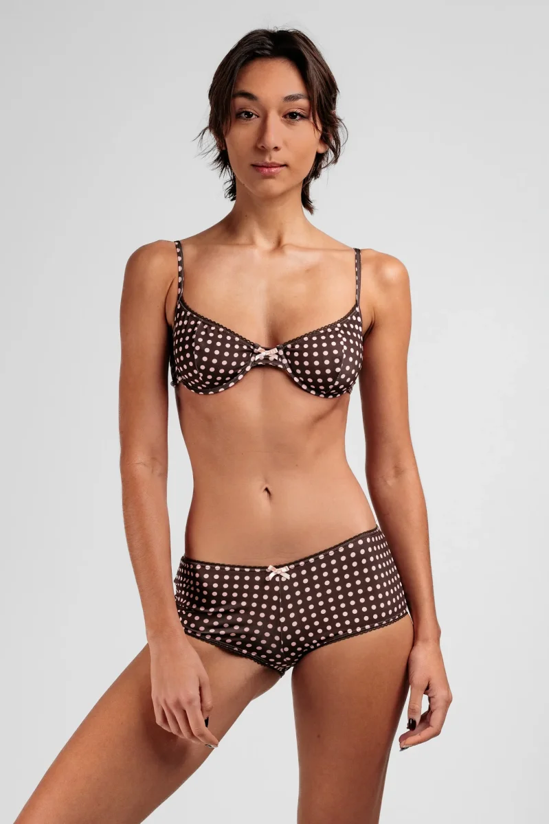 Balconnet Marron à Pois Rose | Lingerie