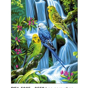 Toile canevas à broder, Luc Créations, Les perruches, 50x65