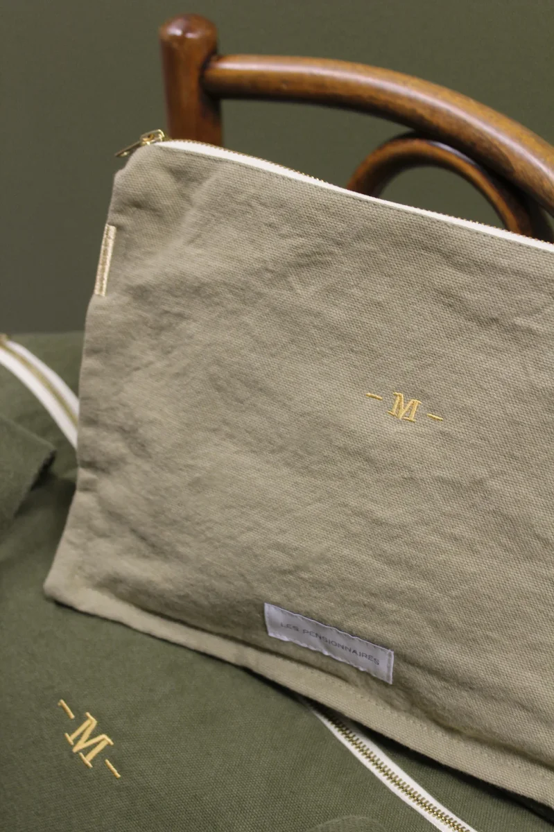Trousse de toilette vert tilleul en épaisse toile de coton bio – Image 5