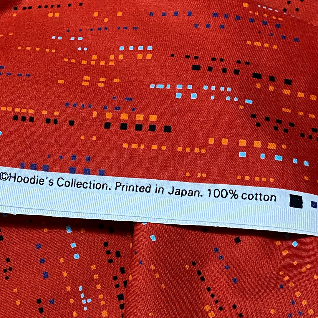 Tissu coton imprimé ocre Hoodies Collection, petits cubes, tissu Stof, 50cm – Image 3