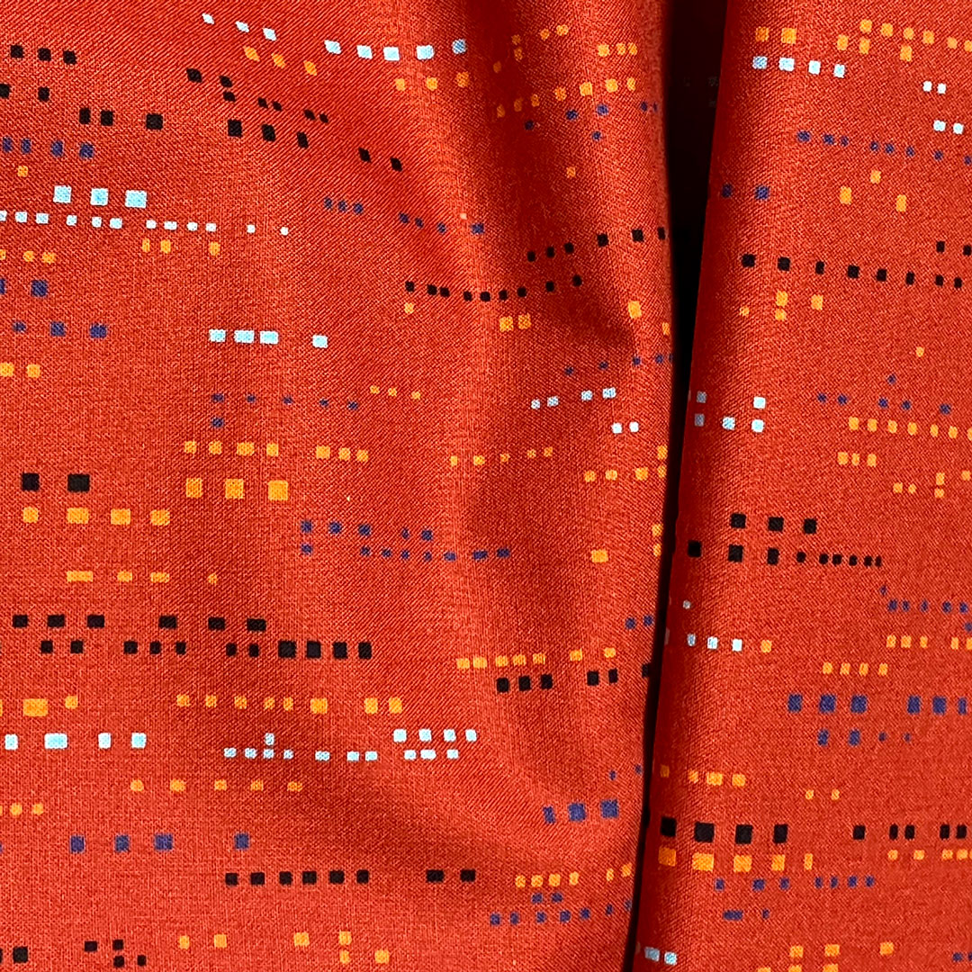 Tissu coton imprimé ocre Hoodies Collection, petits cubes, tissu Stof, 50cm – Image 2