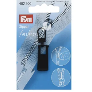 Zip fermeture éclair, tirette métallique noire pour fermeture à glissière, Ref 482200