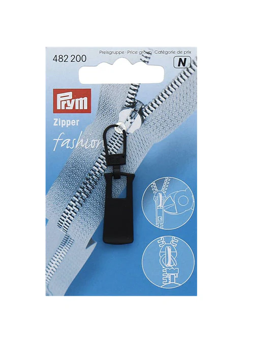 Zip fermeture éclair, tirette métallique noire pour fermeture à glissière, Ref 482200