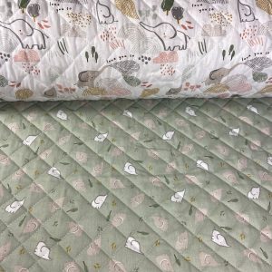 Coupon de Tissu coton matelassé réversible pour enfants, Ficelle/grege, 150x60cm