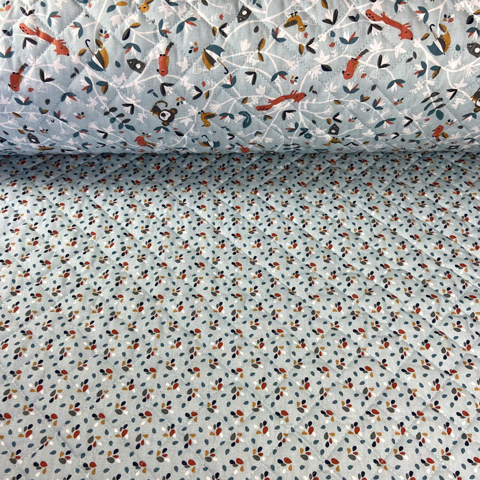 Tissu coton matelassé réversible pour enfants, Safy/Zodra/Glacier, 50cm – Image 2