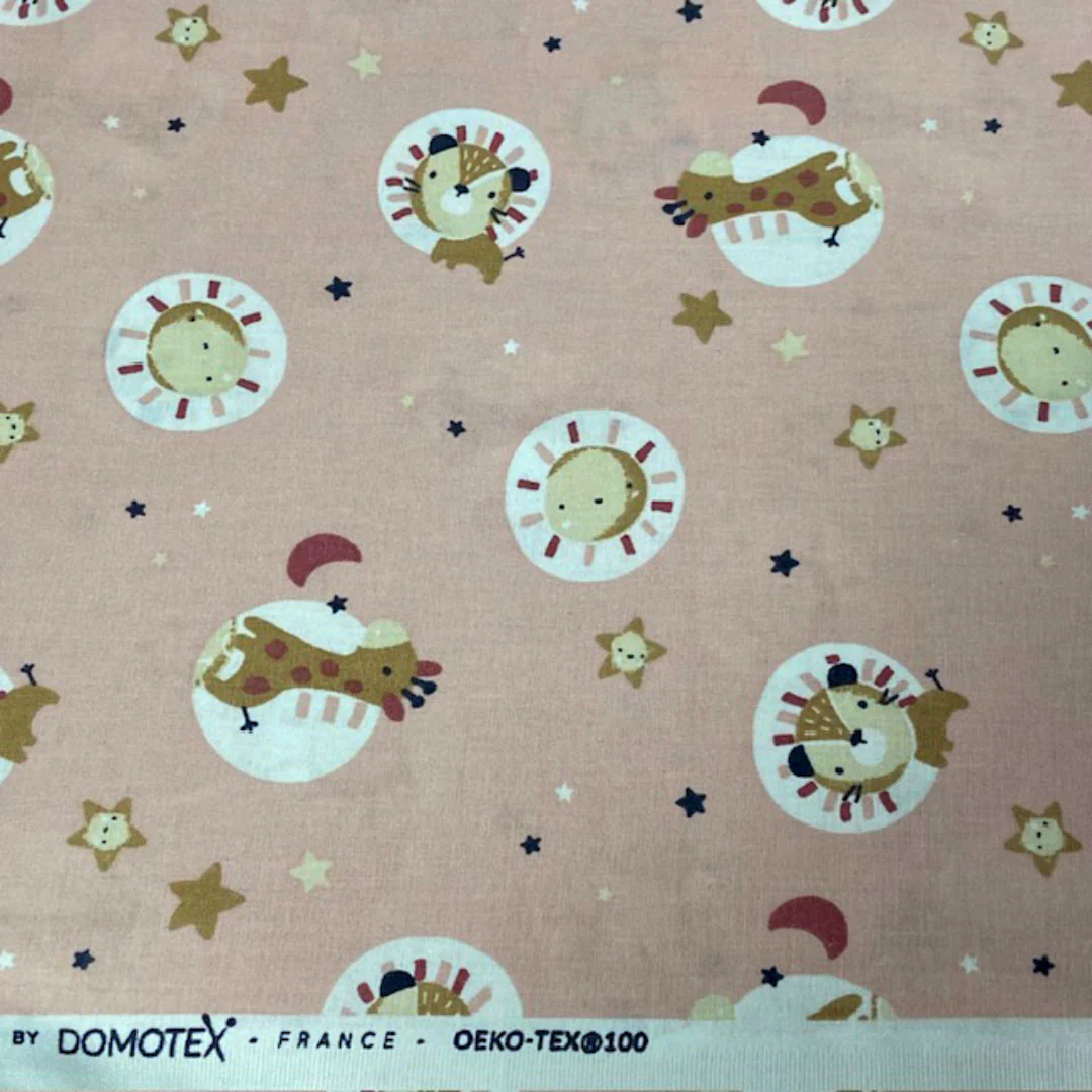 Tissu coton Bloubi poudre/caramel, tissu Domotex, 50cm – Image 5