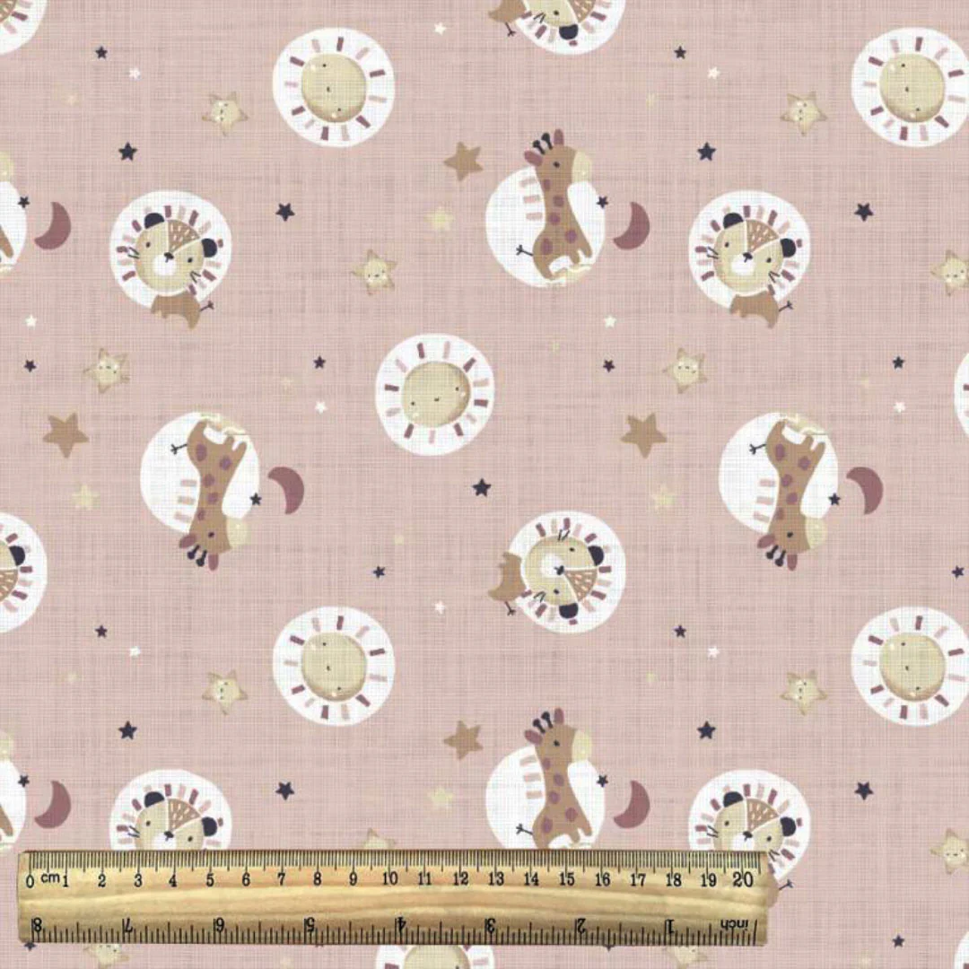 Tissu coton Bloubi poudre/caramel, tissu Domotex, 50cm – Image 2