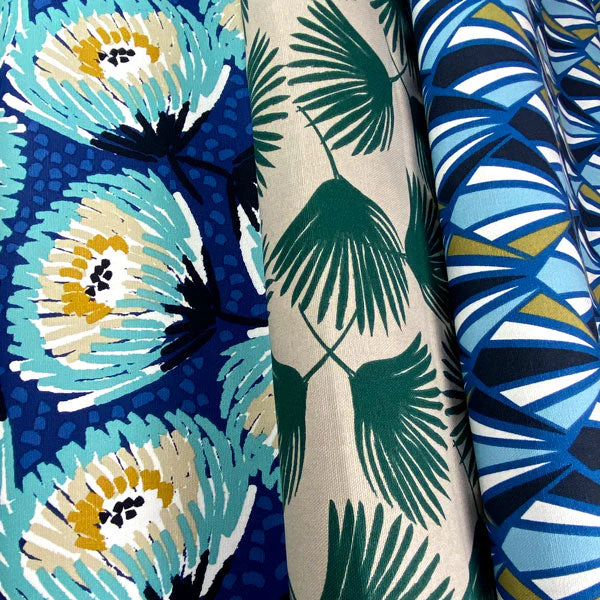 Tissu coton demi natté Jalia/Palmier, création française, 50cm – Image 4