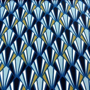 Tissu coton épais demi natté Payaz Pétrole/Navy, création française, 50cm