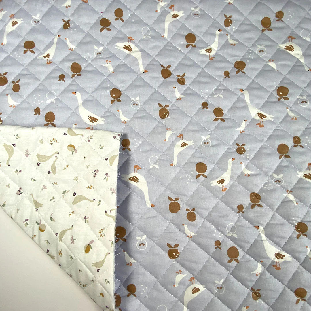 Tissu coton matelassé réversible pour enfants, Jacapi/Sidonie/Parme, 50cm – Image 3