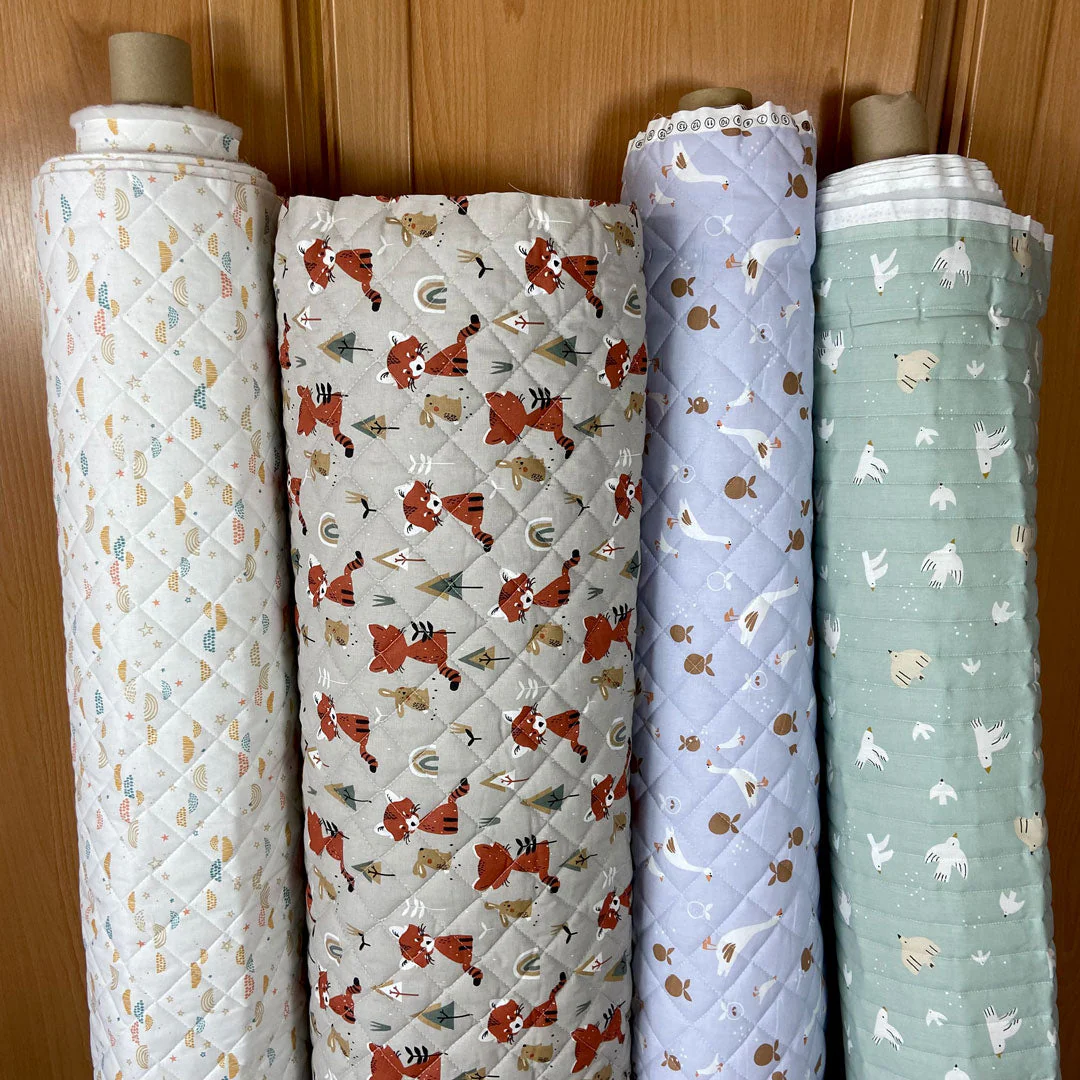 Tissu coton matelassé réversible pour enfants, Jacapi/Sidonie/Parme, 50cm – Image 5