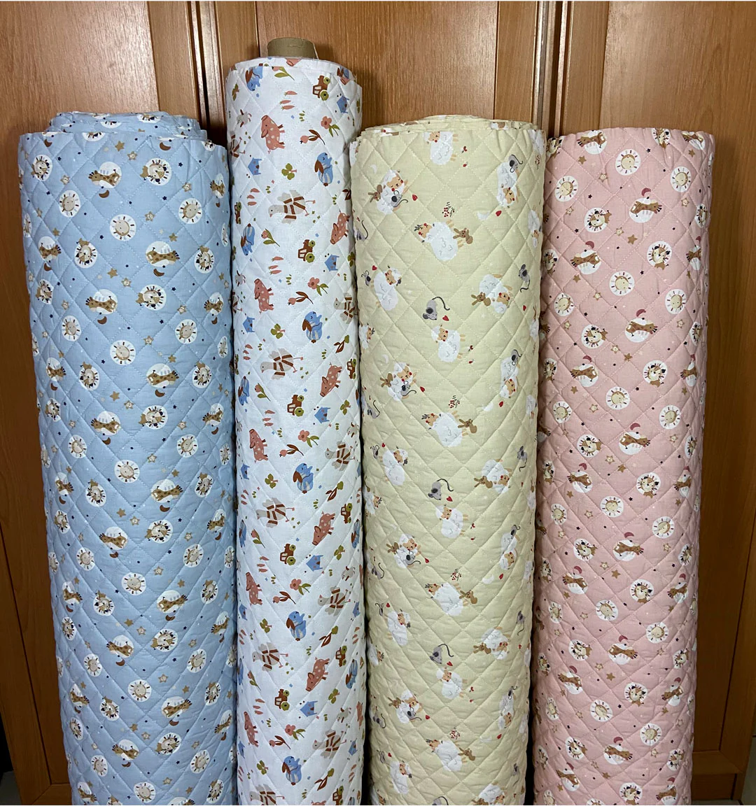 Tissu coton matelassé réversible pour enfants, Blini/Bloubi bleu 50cm – Image 6