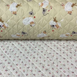 Tissu coton matelassé réversible pour enfants, Allana/Lovam jaune 50cm