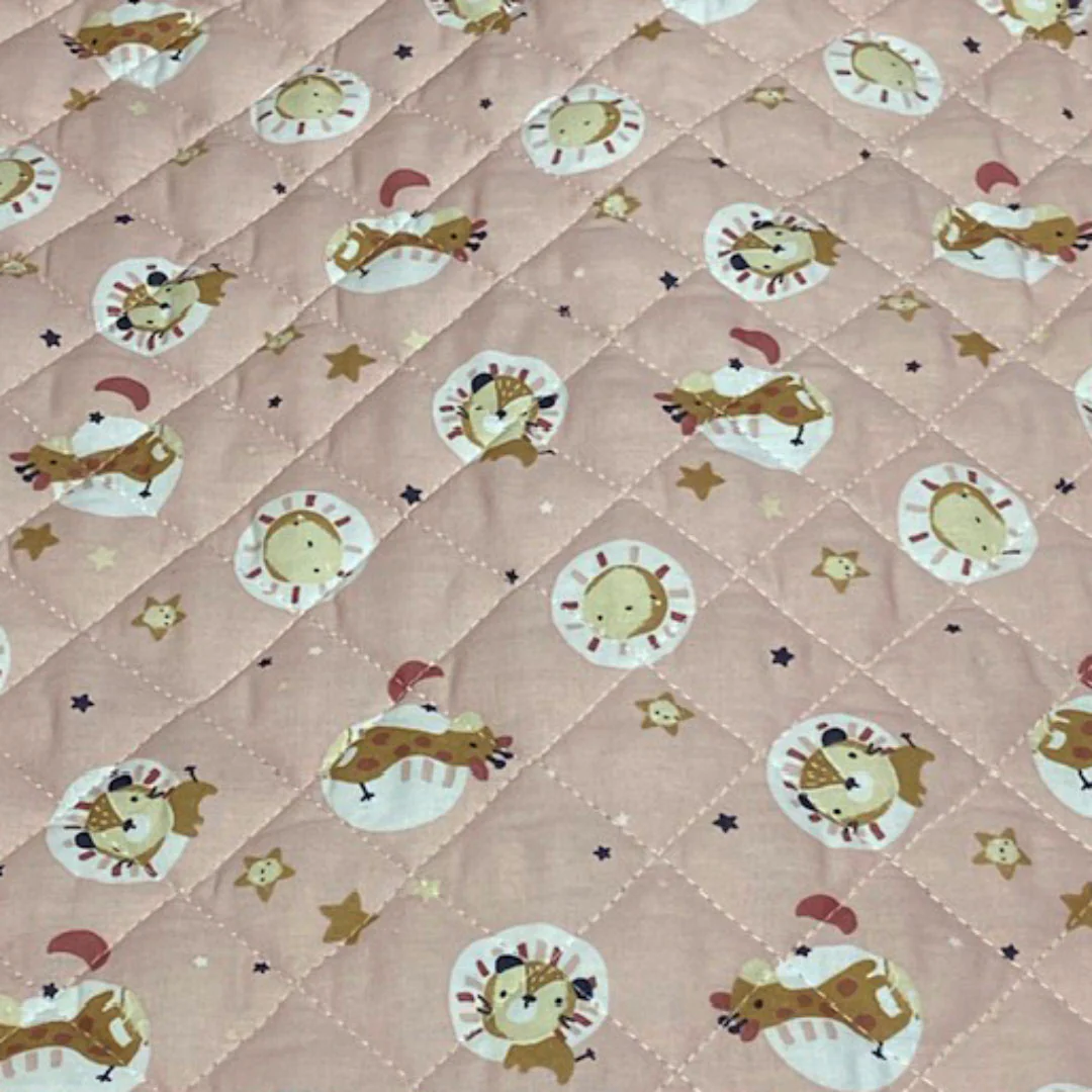 Tissu coton matelassé réversible pour enfants, Blini/Bloubi, Poudre/caramel rose 50cm – Image 3