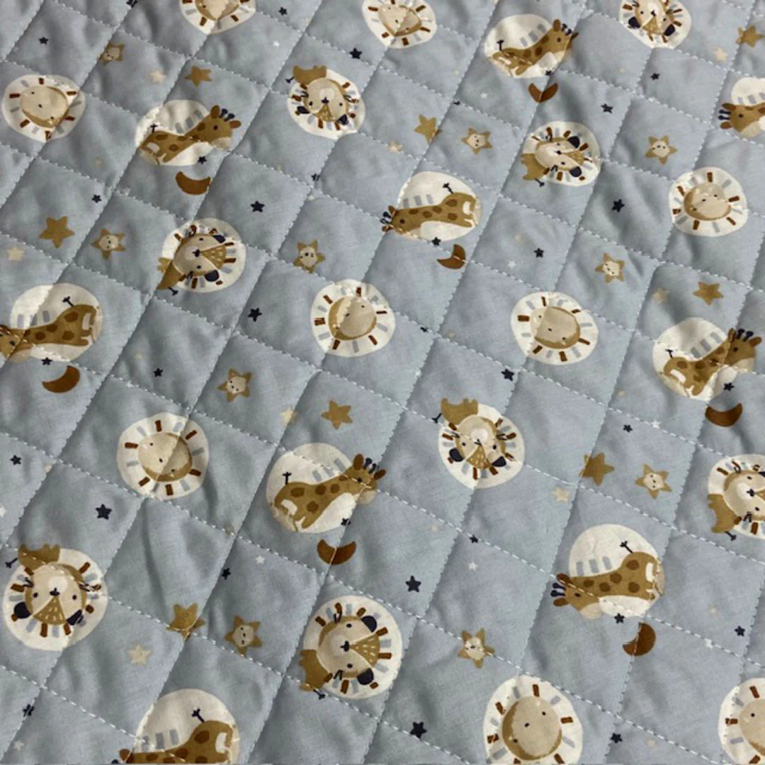 Tissu coton matelassé réversible pour enfants, Blini/Bloubi bleu 50cm – Image 3