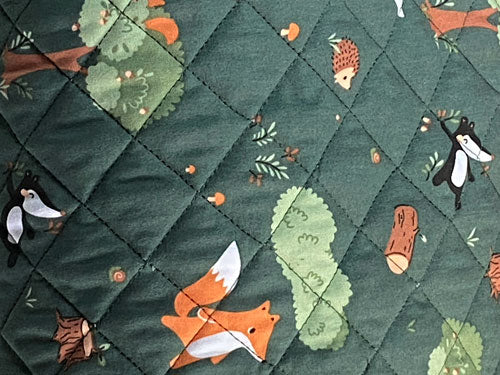 Tissu coton matelassé réversible pour enfants, Guy/Doupadi vert lin, 50cm – Image 3