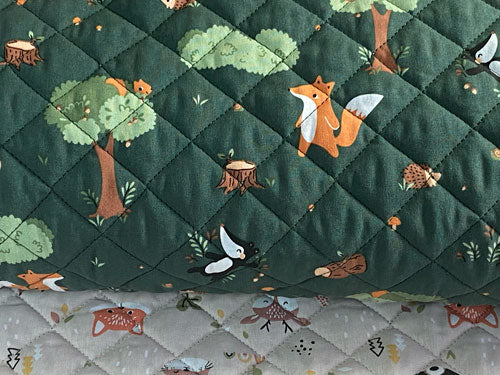 Tissu coton matelassé réversible pour enfants, Guy/Doupadi vert lin, 50cm – Image 4