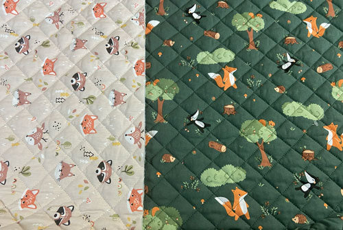 Tissu coton matelassé réversible pour enfants, Guy/Doupadi vert lin, 50cm – Image 5