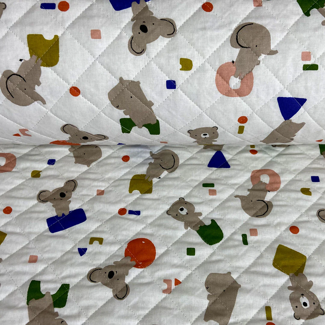 Tissu coton matelassé réversible pour enfants, blanc cassé/souffre, Hokus/Ozom/, 50cm – Image 4