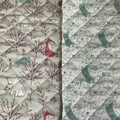 Tissu coton matelassé réversible pour enfants, Hopla/Grege/Celadon, 50cm – Image 3