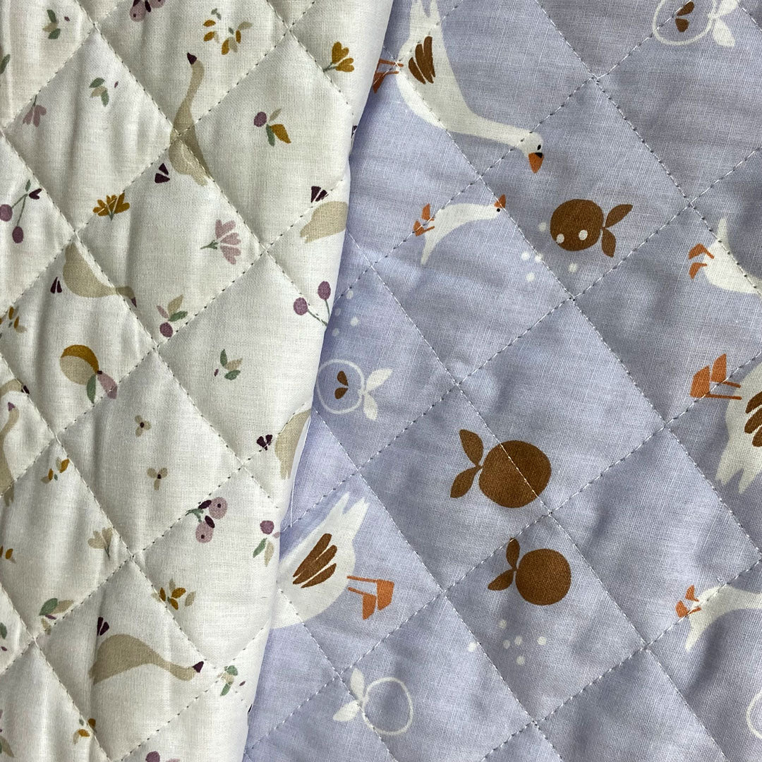 Tissu coton matelassé réversible pour enfants, Jacapi/Sidonie/Parme, 50cm – Image 4