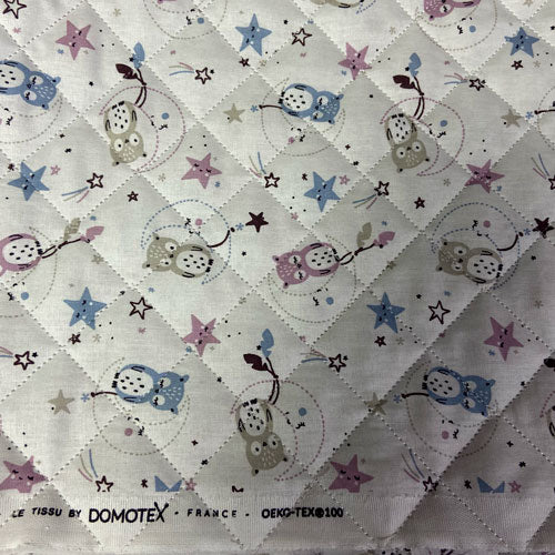 Tissu coton matelassé réversible pour enfants, Lunazel/Chouni/Vieux Rose, 50cm – Image 3